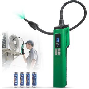 HVAC Refrigerant Leak Detector, Heated Diode Sensor & 0.05 oz/yr - Max Sensitivity Halogen Freon Leak Detector Sniffer Air Conditioning Detection 20-Inch Probe for R134A R410A CFCs HCFCs HFCs HFOs