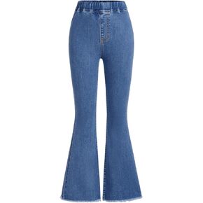 Floerns Girl's Elastic High Waist Flare Leg Denim Pants Bell Bottom Casual Jeans