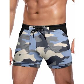 COOFANDY Men's Swimsuit Camo Quick Dry Mens Swimming Shorts Trunks with Pockets