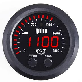 Exhaust Gas Temperature EGT Gauge Kit 2‑1/16in 52mm Ultra Thin 0‑1800℉ Red LED with Sensor and Dashboard Pod