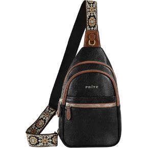 Prite Leather Crossbody Sling Bag for Women - Travel Fanny Pack Chest Purse