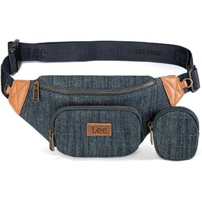 Montana West x Lee Fanny Pack for Women Denim Waist Pack Travel Belt Bags with Detachable Earphone Pouch