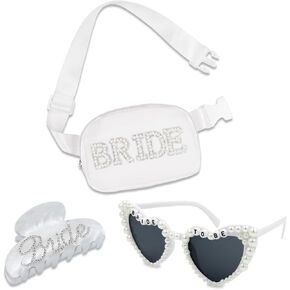 هدايا Lamyba Bride ، هدايا العازبة للعروس ، وعروس بيرل فاني ، ومقطع مخلب الشعر ونظارات شمسية ، والعروس لتكون هدايا ، وزينة لحفلات العازبة ، والفضلات ، والملحقات ، والاستحمام الزفاف/حفلات الزفاف