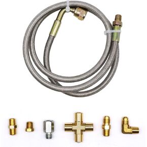 Stainless Steel Turbo Oil Feed Line Kit 1/8 NPT 4AN Oil Return Line Oil Drain Line Kit For T3 T4 T3/T4 T04E T70 T66 T67 GT35 GT45