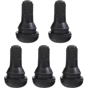 5 PCS Car TR412 Tire Valve Stems, Pure Copper Bbody Anti-Rust Tubeless Valve Stems, Rubber Snap-in Tire Valve, Universal for Tubeless 0.45 Inches Rim Holes on Standard Vehicle Tires (Black)
