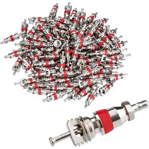 100 PCS Schrader Tire Valve Cores, Copper-Plated Chrome Valve Stem Cores, Standard US Size, Universal Tire Valve Core, Compatible with Cars, Trucks, Motorcycles, Bicycles & HVAC Systems