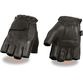 Milwaukee Motorcycle Riding Leather American Deer Skin Fingerless Gloves Very Soft Leather (L Regular)