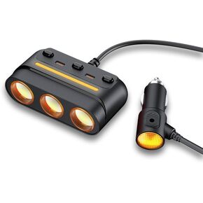 3 - في - 1 محول ولاعة السجائر مع PD/QC الشحن السريع ، مفاتيح مفاتيح مستقلة شاحن السيارة ، RGB LED مصابيح مؤشر - شاحن Universal Discorte Lighter USB للسيارات ، سيارات الدفع الرباعي