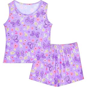 Girls Pajamas for kids Sleepwear Girl Tank Tops Pjs Shorts Set 2Pcs for Teen Girls Summer Casual Clothes
