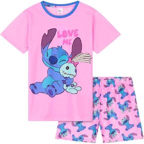 Disney Stitch Girls Short Pajama Set, Soft Breathable Lounge Wear - Stitch Gifts for Girls