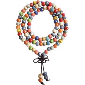 سوار بوهيمي على الطراز متعدد الأسلوب ، سوار Boho Ceramic Beads للنساء ، Japa Mala 108 Beads Necklace ، Hippie Jewelry Gifts