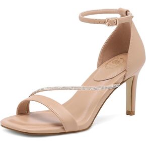 Pasuot Strappy Cheels for Women - Open Square Tee Squarly Shiletto Heel ، أحزمة Rhinestone ذات الكعب العالي لارتداء المكاتب الوطنية للحفلات ، عارية ذهبية فضية أسود ، وليس لأقدام واسعة