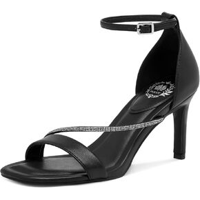 Pasuot Strappy Heels for Women - Open Square Toe Sparkly Stiletto Heel, Rhinestone Straps High Heeled Sandals for Party Prom Homecoming Office Wear, Gold Silver Black Nude, Not for Wide Feet in Kuwait