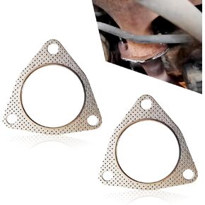 2 PCS Car Exhaust Gasket 2.48 ", Three-Hole Resistant High Temperature High Pressure Exhaust Flange Gasket, Exhaust Pipe Gasket Replacement Accessories, Universal for Most Cars Trucks Suvs （Sliver)