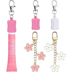 Mity rain 4PCS lip Gloss Holder Keychain for Summer Fridays, Flexible Silicone lip Balm Keychain Sleeve for Cap 0.55-0.7in, Portable Accessories for Bag, Keychains On-the-Go Touch-Ups