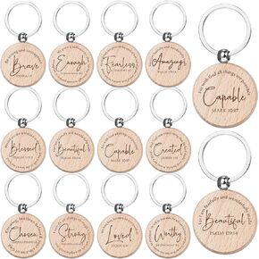 Sureio 48 Pcs Father's Day Christian Gifts Bulk Bible Verse Keychains Religious Baptism Party Favors for Father Dad