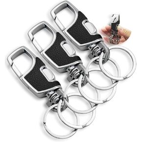 3pcs Heavy Duty Key Chain, 3 Pack Car Key Chains with 2 Metal Key Rings Carabiner Keychains