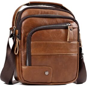 Small Messenger Bag for Men, Vintage Crossbody Bag Sling Shoulder Purse Genuine Leather Satchel Pouch Man Handbag