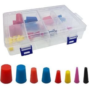 40PCS High Temp 1/16" to 3/4" Silicone Rubber Tapered Plug Kit, 8-Sizes Tapered Stoppers, Flexible & Reusable Powder Coating Painting Supplies for General Sealing, Hole Plugs