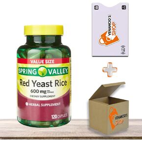 ربيع فالي الأرز الأحمر الخميرة 600mg ، مسحوق الأرز الخميرة الحمراء (موناسكوس بيربوريوس) ، ملحق غذائي ، الكوليسترول ، خالي من الغلوتين ، كبسولات للبالغين 120 (حزمة 1)