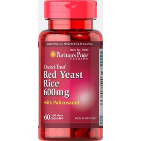Puritans Pride Doctors Trust Red Yeast Rice 60mg with Policosanol, Dietary Supplement, 60 Rapid Release Capsules