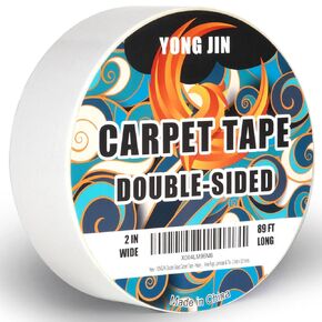 Double Sided Carpet Tape - Heavy Duty Rug Tape Gripper for Hardwood Floors No Damage, Secures Area Rugs, Laminate & Tile (2 Inch x 10 Yards)