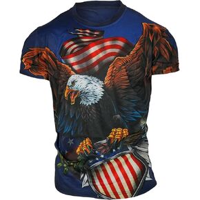 Men's Short Sleeve Patriotic American Design with Eagle and Flag Premium T-Shirt