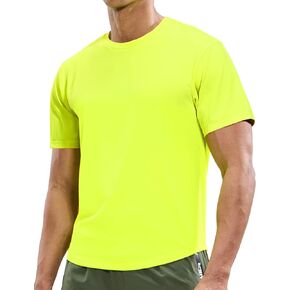 MIER Men's Workout T Shirts Dry Fit Short Sleeve Athletic Gym Running Lightweight Performance Tee Tops, Polyester, UPF 50+