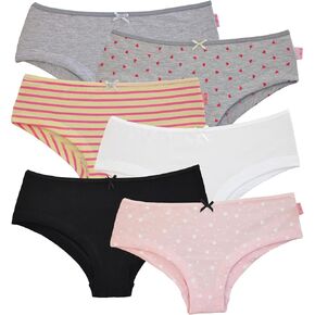 Girls´and Toddler Underwear 6-Pack Stretch Cotton Hipster Briefs tagless