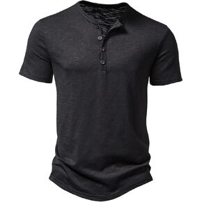Men's Casual Stretchy Slim Fit Short Sleeve Henley Shirt