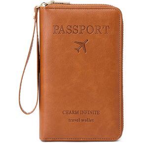 Leather Passport Holder Family, Travel Passport Holder, Unisex Passport Holder Wallet, Credit Card Holder with Zipper and Pen Holder