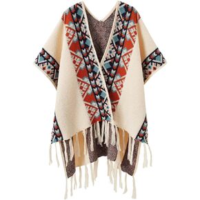 Shawl Wraps for Women Boho Knitted Tassel Cape Retro Vintage Scarf Bohemia Cover Ups