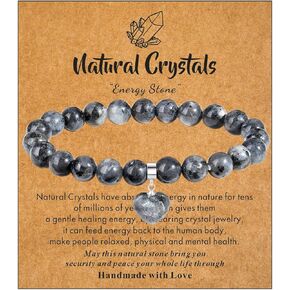 MAIBAOTA Healing Crystal Bracelet for Women, 8 mm Natural Gemstone Beaded Bracelet, Love Heart Bracelet Jewelry Gifts for Birthday Mothers Day Valentine's Day Anniversary
