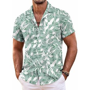 COOFANDY Mens Hawaiian Shirt Short Sleeve Floral Button Down Shirts Tropical Summer Beach Shirts Camp Collar Shirt
