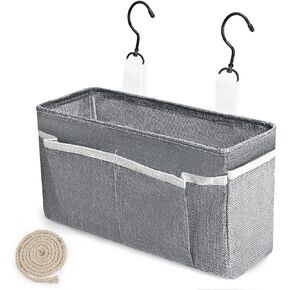 Bedside Caddy, bedside organizer, Hanging Organizers, Storage Bags with Self-adhesive on The Back to Hang Over Beds for Headboards, Bunk Bed, Automotive Seat Back Organizers (Grey)