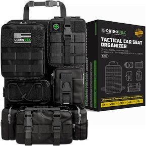 Tactical Car Seat Organizer – Military-Grade Storage for SUV, Truck, & Car – Heavy Duty Seat Organizer with Multiple Pockets & Car Accessories for Maximum Organization - Black