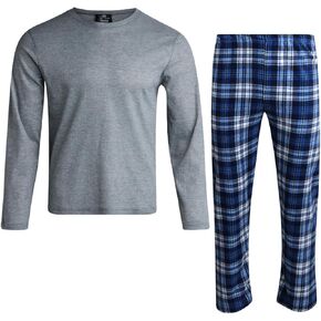 MAC HENRY Men's Pajama Set - 2 Piece Cozy Long Sleeve Thermal Waffle Top and Micro Polar Plaid Pajama Pants Set for Men S-XL