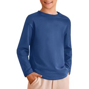 ZDC Kids Boys Long Long Terts Crewneck Tops Fashion Basic Tee Comples 5-14 Years