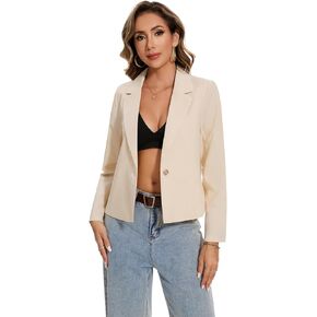 MINTLIMIT Womens Cotton Linen Blazer Long Sleeve Casual Work Office Lightweight Lapel Button Blazers Jacket with Pockets