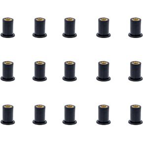 45pcs M4 M5 M6 طقم بئر من المطاط الأسود ، هدية ، سحابات دراجة نارية عالمية مسامير توسع النيوبرين من المكسرات النحاسية