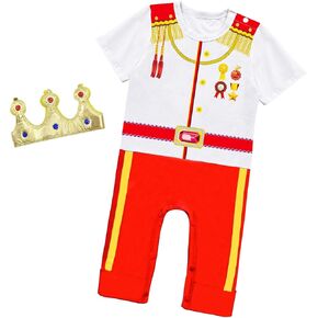 Newborn Baby Boys Girls Prince Costume Clothes, Infant Halloween Romper, Baby Cosplay Outfit Short Sleeve Jumpsuit
