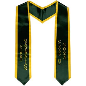 First Generation Graduation Stole 72'' Class of 2025 Graduation Sash for Graduation Gift (Green&Gold)