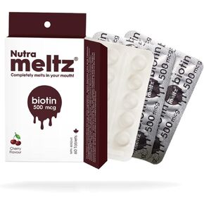 BioTin 500 MCG أنا أؤيد الشعر الصحي والأظافر والجلد أنا 60 أقراص ذوبان - 1 حزمة أنا نكهة الكرز
