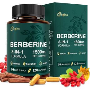 Berberine Supplement 1500mg- 8X Higher Absorption-3 in 1 Berberine HCl with Ceylon Cinnamon & Citrus Bergamot-Supports Cholesterol Levels, Heart & Cardiovascular Health-120 Vegetarian Capsules
