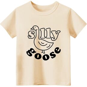 Kids Short Sleeve Tees Toddler Crewneck T-Shirts Boys Girls Dino Raccoon Excavator Silly Goose Flower Girl Tops 2-7 Years in Kuwait