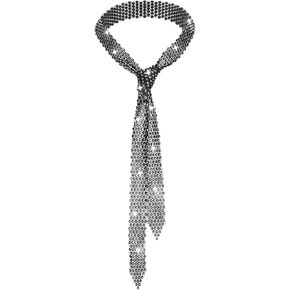 Sequin Tie Women's Black Rhinestone Tie With Sparkling Crystal for Shirt Prom Wedding Cosplay Party