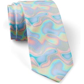 ( Holographic Blue ) Fashion Novelty Necktie, Conversation Neckwear Ties Great for Party and Events