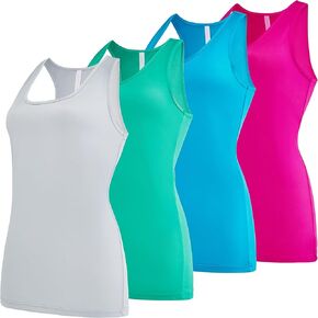 Ultra Performance Womens Athletic Workout Tank Tops 4 Pack Women's Running Shirts Casual Loose fit Gym Tanks for Women