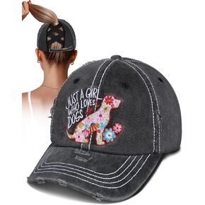 Flafens Women Pony Hats High Ponytail Baseball Caps - Cotton Vintage Washed Distressed Adjustable Criss Cross Trucker Hat