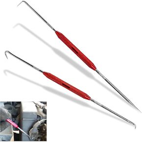 2 PCS Automotive O-Ring Puller Kit ، Hook + Pick Seals Disassembly Tool ، Double Design Design Oil Seal Scriber Scriber مع مقبض غير مائل للانزلاق ، Universal لمعظم السيارات (أحمر)